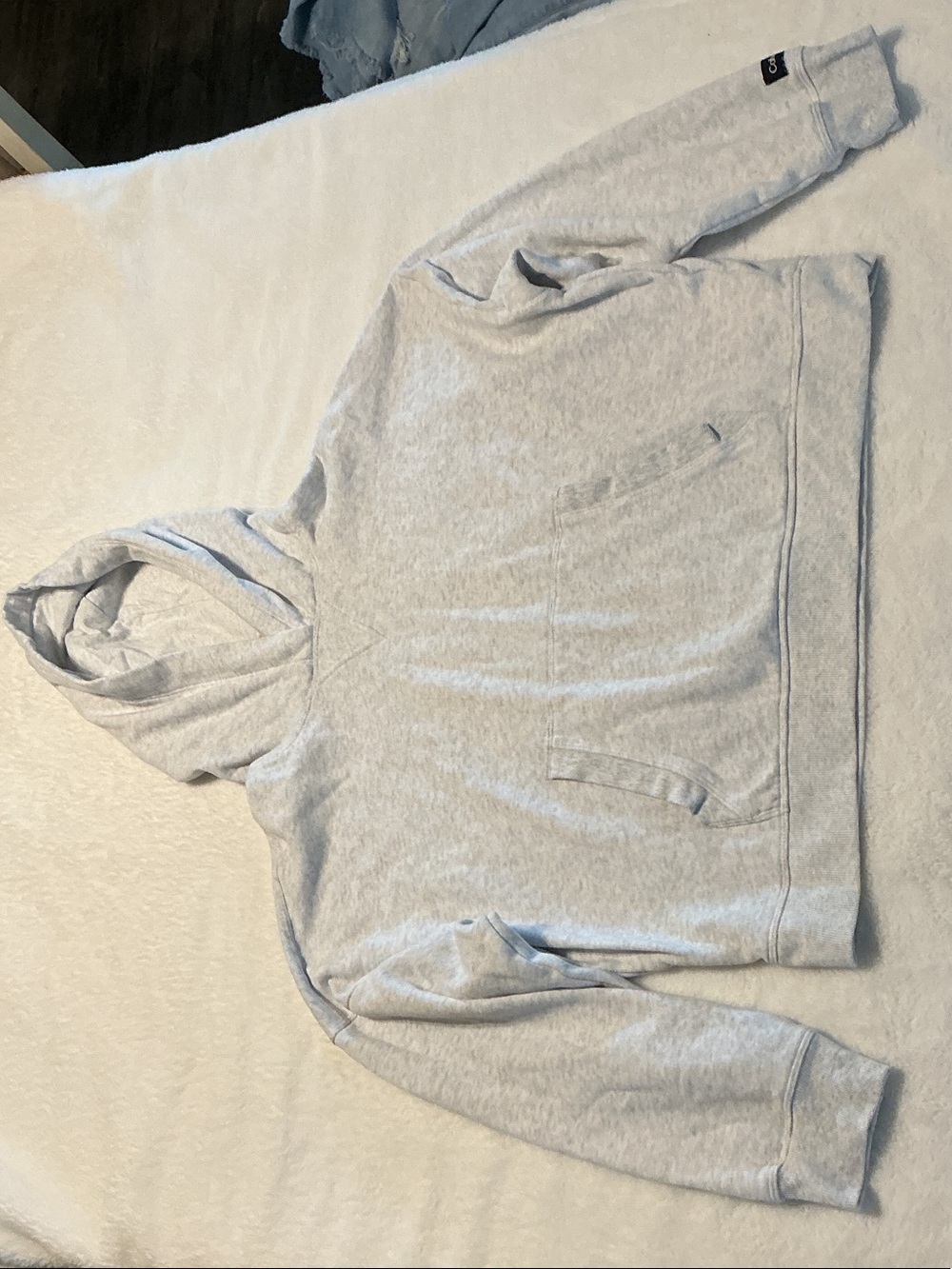 Calvin Klein Light Gray Cropped Hoodie Pullover